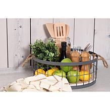 Puleo International 2-pack Wire Baskets w/ Wood Base & Handles