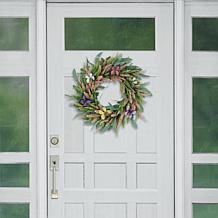 Puleo International 24" Artificial Salix Leaf Butterfly Floral Wreath