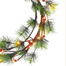 Puleo International 24" Pre-Lit Wreath w/ Glitter, 80 Warm LED Lights