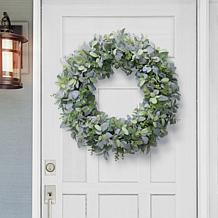 Puleo International 28" Lambs Ear Spring Door Wreath, Green/Gray