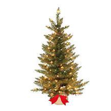 Puleo International 3' Pre-lit Artificial Slim Franklin Fir Tree