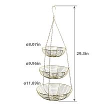 Puleo International 3-Tier Chrome Triple Hammock Produce Stand - Gold