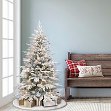 Puleo International 4.5' Pre-lit Flocked Slim Northern Fir PE PVC T...