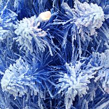 Puleo International 6.5 ft. Pre-lit Flocked Fashion Blue Pencil Tree