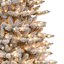Puleo International 6.5' Pre-Lit Flock Slim Fraser Fir Christmas Tree