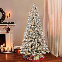 Puleo International 6.5' Pre-lit Flocked Vermont Pine Christmas Tree