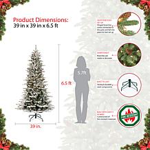Puleo International 6.5' Pre-Lit Slim Flock Aspen Fir  Christmas Tree