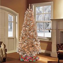 Puleo International 6.5' Rose Gold Tinsel  Christmas Tree