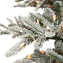 Puleo International 7.5' Pre-Lit Slim Flocked Aspen Fir Christmas Tree