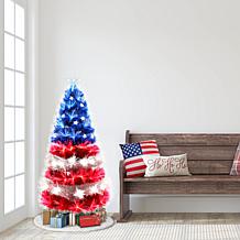 Puleo International Pre-Lit 4' Patriotic Artificial Christmas Tree