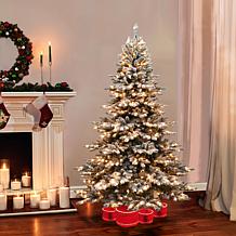 Puleo Intl. 6.5' Pre-lit Royal Majestic Spruce Green Tree Flocked Tree