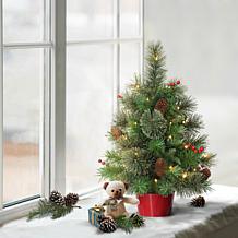 Puleo Intl. Pre-Lit 2' Table Top Artificial Christmas Tree in Red Base