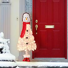 Puleo Intl. Pre-Lit 4' Snowman Artificial Christmas Tree, White