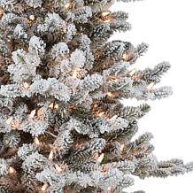 Puleo Intl. PreLit 7.5' Flocked Royal Spruce Artificial Christmas Tree