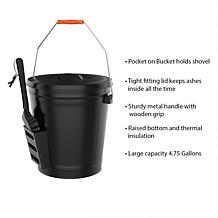 Pure Garden 4.75-Gallon Black Ash Bucket with Lid and Shovel