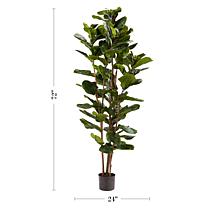 Pure Garden Artificial Fiddle Leaf Fig Tree 72"H Faux Plant