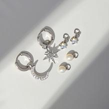 Radiance by Absolute™ 0.98ctw Charm Hoop Earrings 3-piece Set