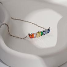 Radiance by Absolute™ 2.25ctw Baguette Rainbow Bar Pendant with Chain