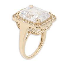 Radiance by Absolute™ 23ctw Simulated Diamond Emerald Cut Halo Ring