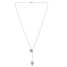 Radiance by Absolute™ 24" Sterling Silver Hamsa  Hand Pavé Y-Necklace