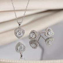 Radiance by Absolute™ 2.63ctw Round Stone Heart Pendant and Earrings