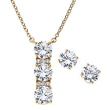 Radiance by Absolute™ 3-Stone Pendant and Solitaire Stud Earrings Set