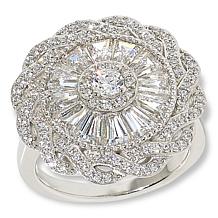 Radiance by Absolute™ 4.09ctw Round and Baguette Flower Ring