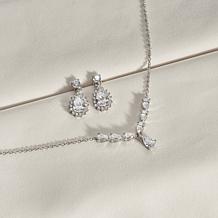 Radiance by Absolute™ 7.14ctw Pear Halo Necklace and Earrings Set