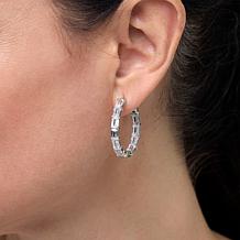 Radiance by Absolute™ Emerald Cut 1" Inside-Outside Hoop Earrings
