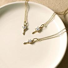 Radiance by Absolute™ Gold-Plated Square Stone Key Pendant with Chain