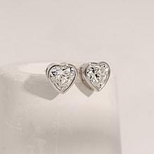 Radiance by Absolute™ Platinum-Plated Bezel-Set Heart Stud Earrings
