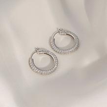 Radiance by Absolute™ Platinum-Plated Domed Pavé Hoop Earrings