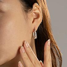 Radiance by Absolute™ Platinum-Plated Graduated Stone Hoop Earrings