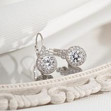 Radiance by Absolute™ Platinum-Plated Round Halo Drop Earrings