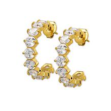 Radiance by Absolute™ Stainless Steel 1" Round Stone Hoop Earrings