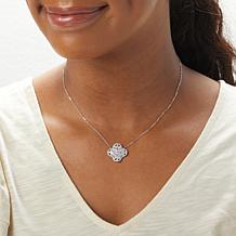 Radiance by Absolute™ Sterling Silver Baguette Floral Drop Necklace