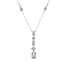 Radiance by Absolute™ Sterling Silver Multi-Shaped CZ Y-Drop Necklace