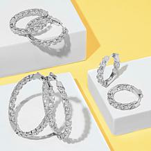Radiance by Absolute™ Trilliant Cut 3/4" Inside-Outside Hoop Earrings