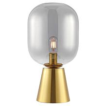 Rain Table Lamp in Smoke Grey and Brass, 9.5 x 9.5 x 18"