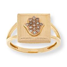 Rarities .15ctw Champagne Diamond Talisman Signet Ring