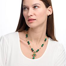 Rarities 18" Gold-Plated Malachite Statement Drop Necklace