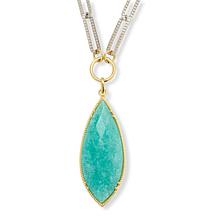 Rarities 18" Two-Tone Sterling Silver Amazonite Drop Necklace