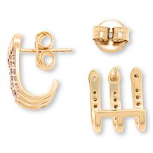 Rarities .35ctw Champagne Diamond Gold-Plated Three-Row Earrings