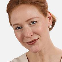 Rarities .35ctw White Diamond Rhodium-Plated Three-Row Earrings