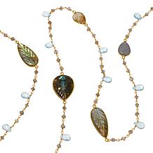 Rarities 36" Labradorite and Blue Topaz Goldtone Necklace