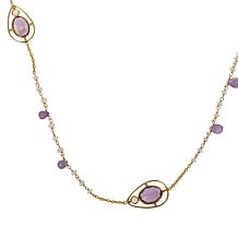 Rarities 40" Amethyst, Topaz and Moonstone Station Necklace