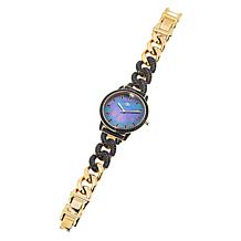 Rarities Black Mother-of-Pearl Dial Gemstone Link Bracelet Watch