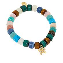 Rarities Butterfly Charm Multigemstone Beaded Stretch Bracelet