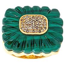 Rarities Carved Gemstone and Champagne Diamond East-West Ring