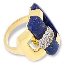 Rarities Gemstone and White Zircon Gold-Plated Ring